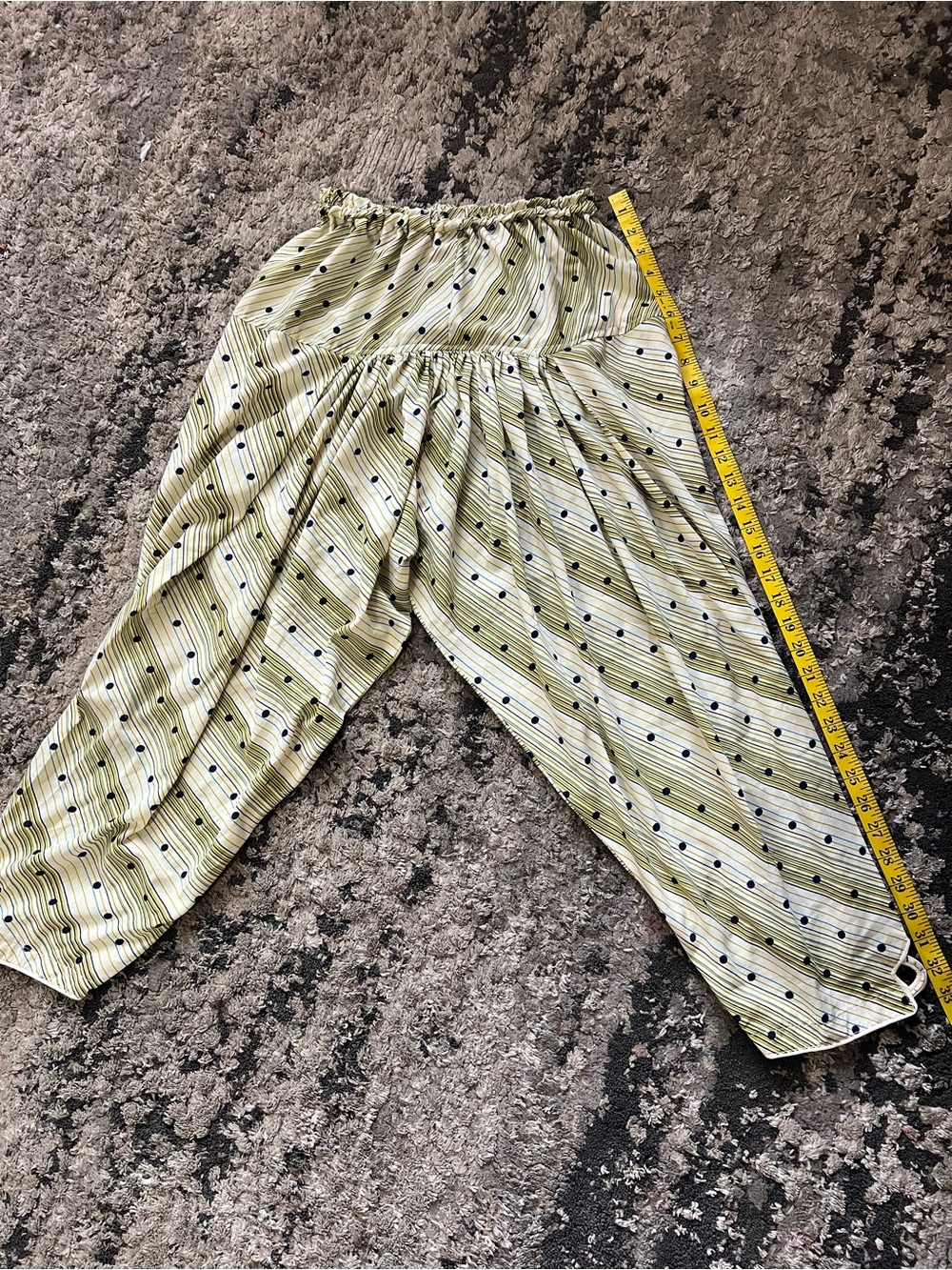 Indian Harem Pants Boho Wide Leg Cream Polka Dot & Stripe